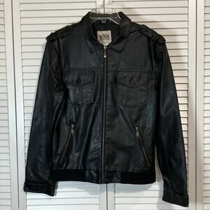 Toxic Hazard Vintage Faux Leather Motorcycle Bomber Jacket Men M
